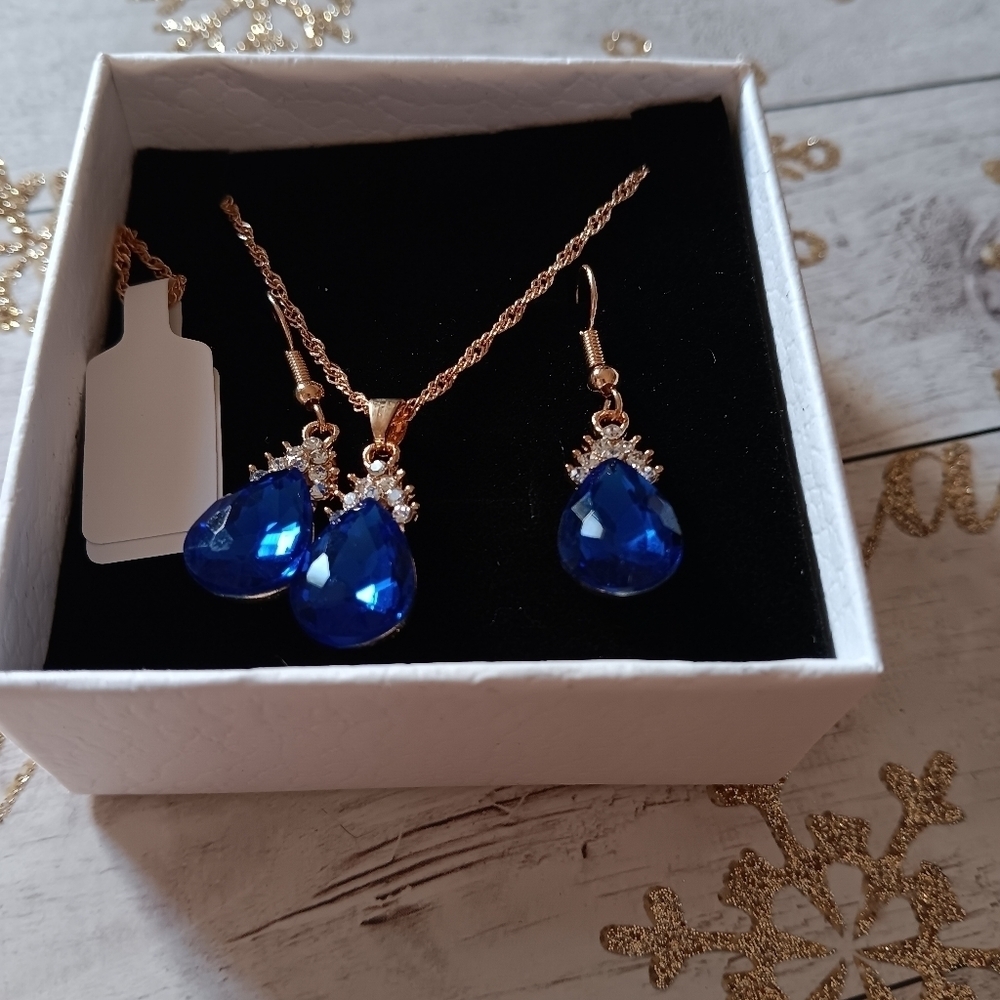 Necklace set blue Rhinestone - Picture 2 of 3